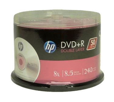 HP DVD+R DL 8.5GB full size white inkjet printable 50/pk